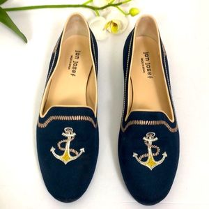 Jon Josef Navy Blue Anchor Detailed Flats Size 10
